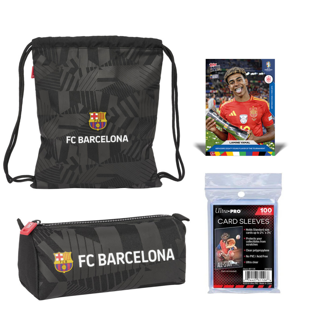 Barcelona Giftbox Super Set – Gymtas + Premium School Etui + Exclusieve Yamal Card en Sleeves