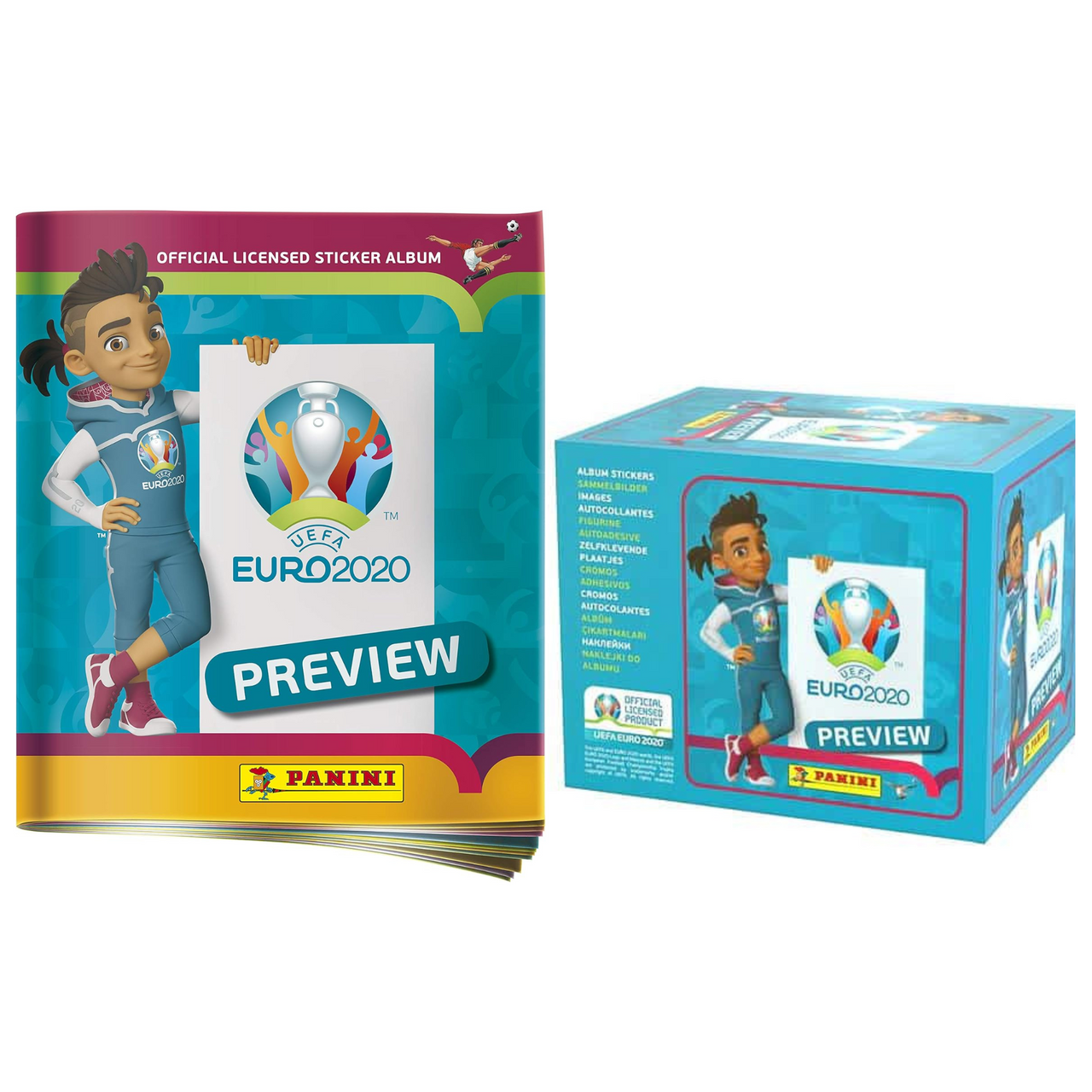 Panini EURO 2020 Preview Cromos - Box van 60 Zakjes + Sticker Album en Display  300 Stickers  Verzamelaarseditie