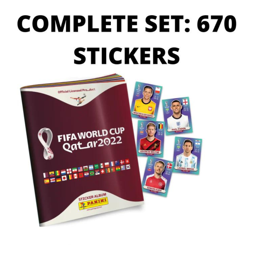 Panini BOOK 2022 Fifa World Cup Qatar Album + Complete 670 Sticker Set -NEW