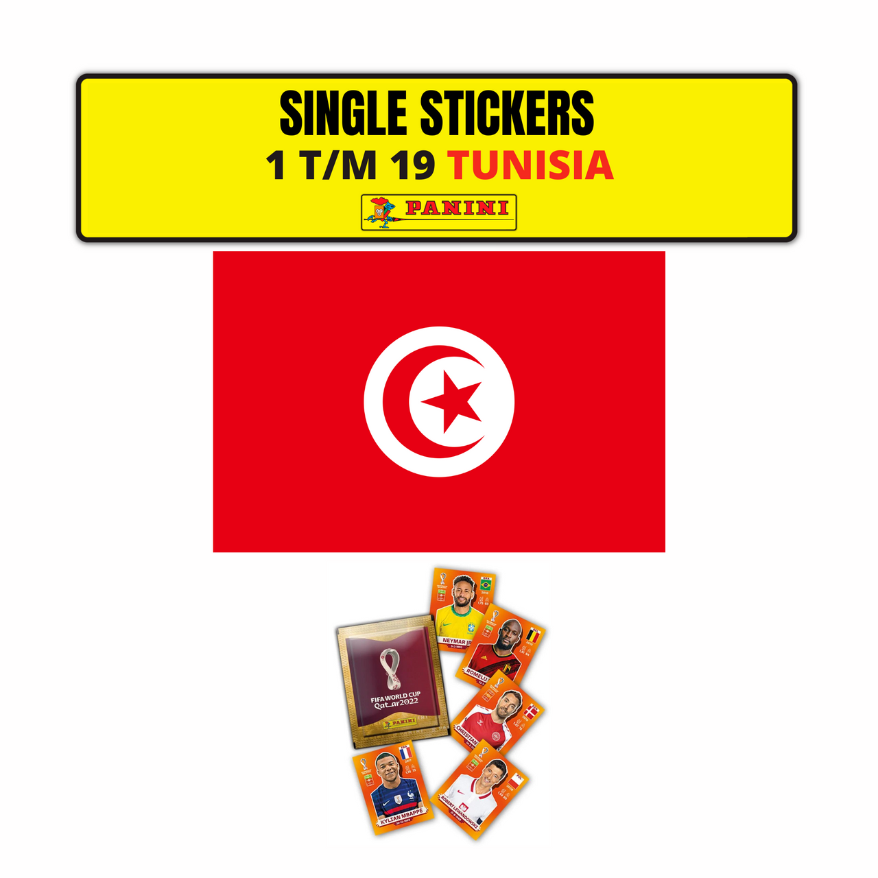TEAM TUNISIA SINGLE STICKERS - PANINI FIFIA QATAR 2022