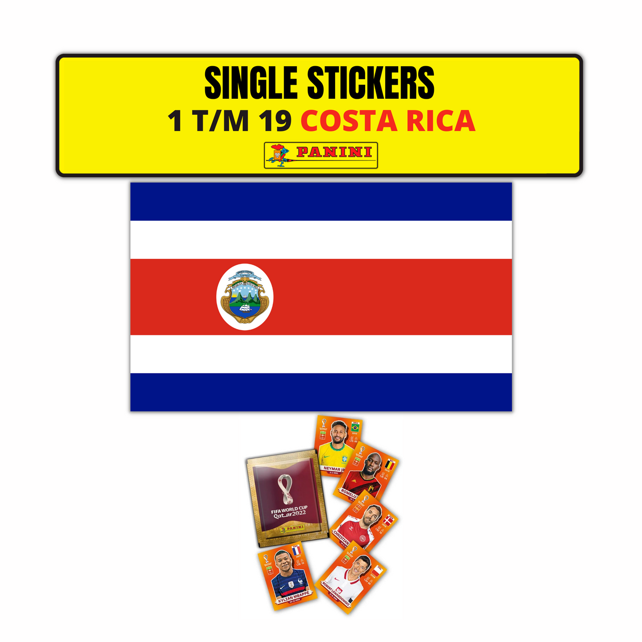 TEAM COSTA RICA ORANGE SINGLE STICKERS - PANINI FIFIA QATAR 2022