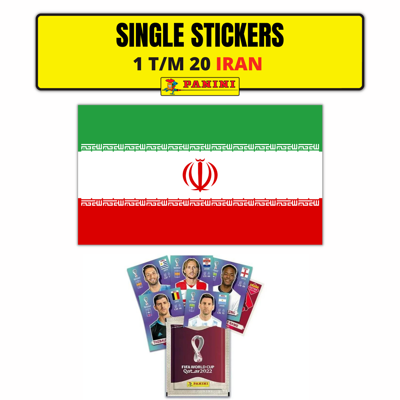 TEAM IRAN SINGLE STICKERS - PANINI FIFIA QATAR 2022